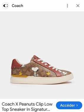 Coach x Peanuts Snoopy Low-Top Sneaker in Brown and Red